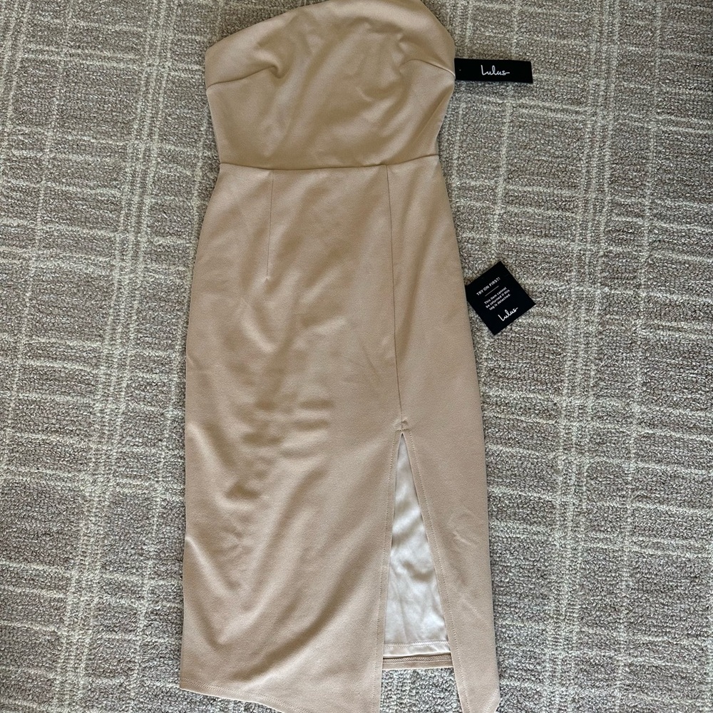 Lulu's Tan Midi Dress